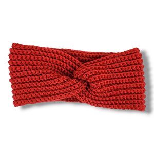 New Crochet Twisted Headband Ear Warmer Red Acrylic Yarn Handmade Handcrafted